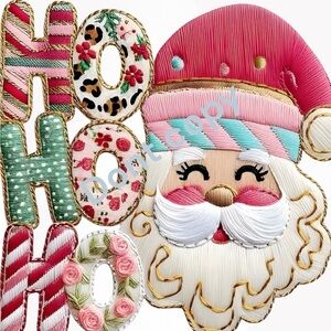 Ho Ho Ho" Faux Embroidery T-shirt Long sleeve S M L XL XXL Custom made New